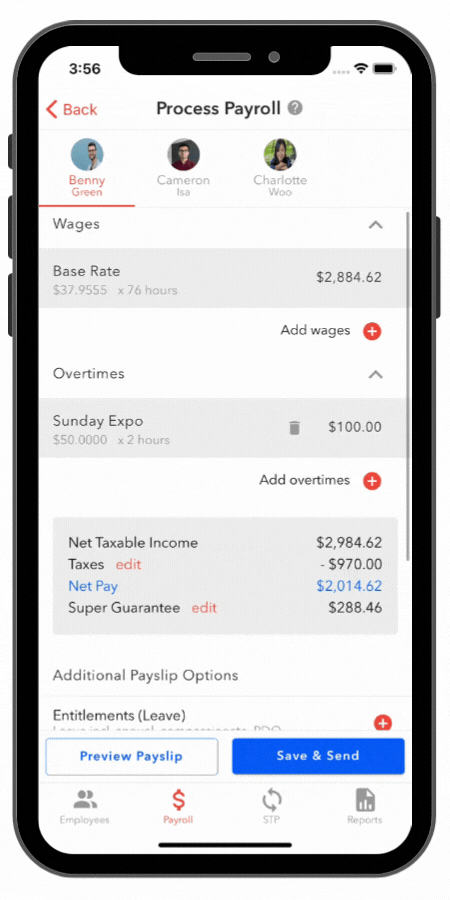 Create a payslip on your phone