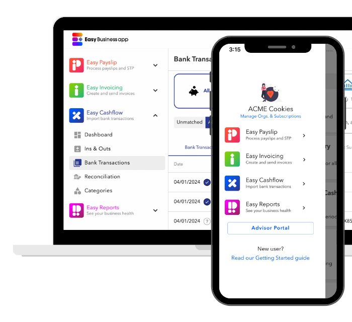 Easy Cashflow - Menus - Laptop and Phone Easy Cashflow - Menus - Laptop and Phone