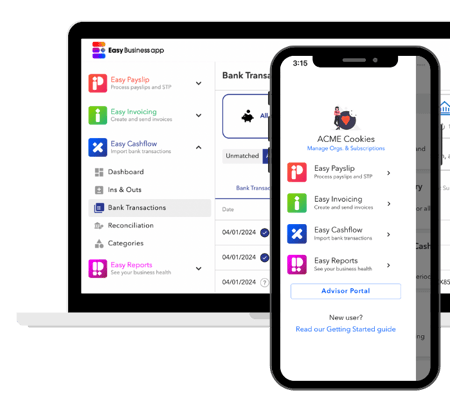 Product image showing Easy Business App vs MYOB